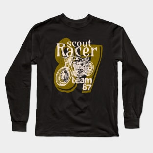 Scout Racer motors black racing motorcycle vintage retro distressed Long Sleeve T-Shirt